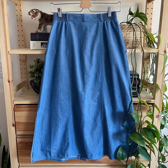 90’s lightweight denim cotton buttoned skirt / 6p - Picture 9 of 13